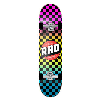 Rad Board Co Dude Crew Checkers Skateboard Neon Fade 7.75in