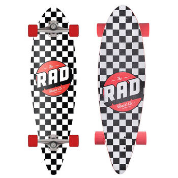 Rad Board Co Complete Pintail Mini Longboard  Checkers Black/White 9in