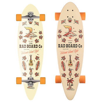 Rad Board Co Complete Pintail Mini Longboard Tiki Volcano Pattern 9in