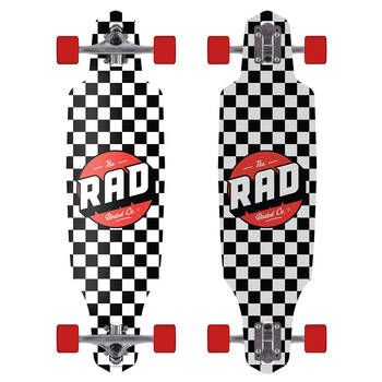 Rad Board Co Complete Drop Through Longboard Checkers Black/White 9in