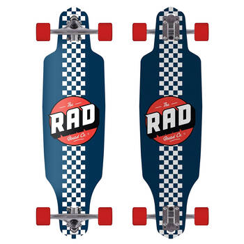 Rad Board Co Complete Drop Through Longboard Checker Stripe Navy/White 9in