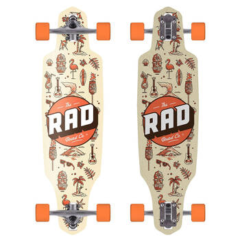 Rad Board Co Complete Drop Through Longboard Tiki Wallpaper 9in