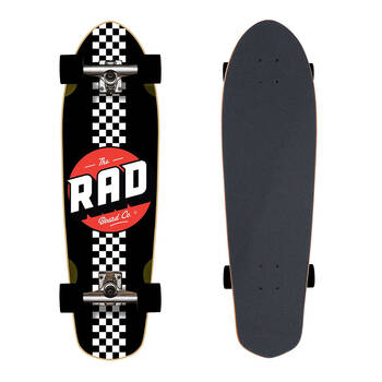 Rad Board Co Complete Skateboard Cali Cruiser Stripe Black/White 9.125in