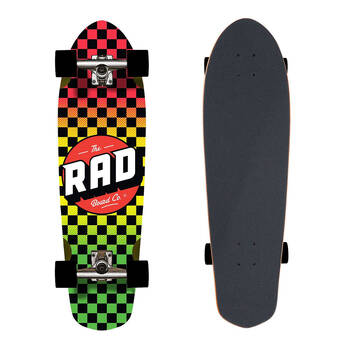 Rad Board Co Cali Cruisers Checkers Complete Skateboard Rasta Fade 9.125in