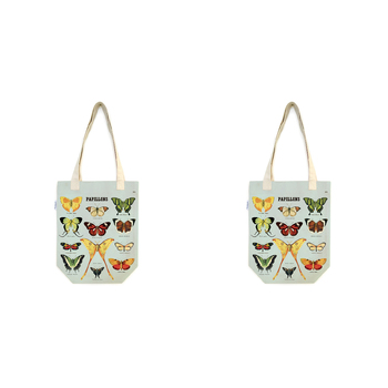 2PK Cavallini Cotton Carry All Tote Bag 33x40cm - Butterflies
