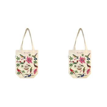 2PK Cavallini Cotton Carry All Tote Bag 33x40cm - Hummingbirds