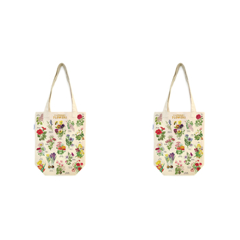2PK Cavallini Cotton Carry All Tote Bag 33x40cm - Language of Flowers