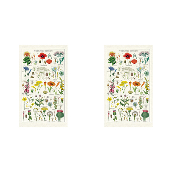 2PK Cavallini Cotton Kitchen Tea Towel 48x80cm - Wildflower