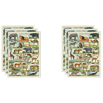 6PK Cavallini Paper Poster Prints/Gift Wrap 50x70cm - Animal World