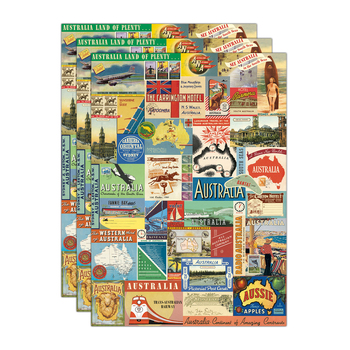 3PK Cavallini Paper Poster Prints/Gift Wrap 50x70cm - Australian Collage 2