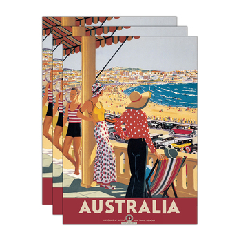 3PK Cavallini Paper Poster Prints/Gift Wrap 50x70cm - Australian Travel Poster