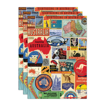 3PK Cavallini Paper Poster Prints/Gift Wrap 50x70cm - Australia Collage