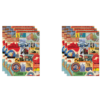 6PK Cavallini Paper Poster Prints/Gift Wrap 50x70cm - Australia Collage