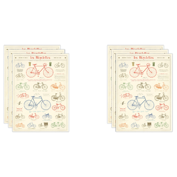 6PK Cavallini Paper Poster Prints/Gift Wrap 50x70cm - Les Bicyclettes