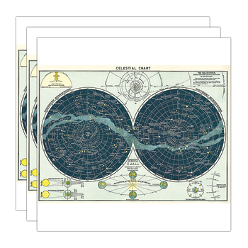 3PK Cavallini Paper Poster Prints/Gift Wrap 70x50cm - Celestial Chart
