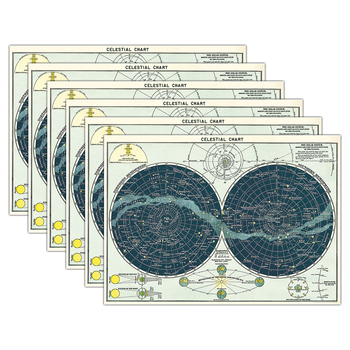 6PK Cavallini Paper Poster Prints/Gift Wrap 70x50cm - Celestial Chart