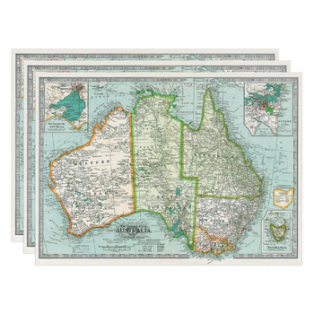 3PK Cavallini Paper Poster Prints/Gift Wrap 70x50cm - Map Australia