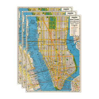 3PK Cavallini Paper Poster Prints/Gift Wrap 50x70cm - Map New York New