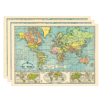 3PK Cavallini Paper Poster Prints/Gift Wrap 70x50cm - Map World 6