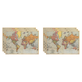 6PK Cavallini Paper Poster Prints/Gift Wrap 70x50cm - Map World
