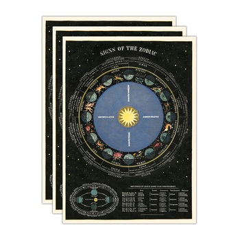 3PK Cavallini Paper Poster Prints/Gift Wrap 50x70cm - Zodiac Chart