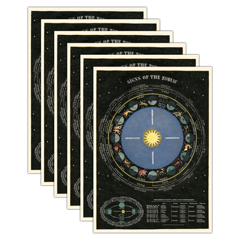 6PK Cavallini Paper Poster Prints/Gift Wrap 50x70cm - Zodiac Chart