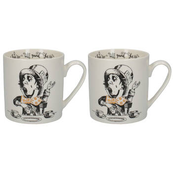 2PK Mikasa x V & A Alice In Wonderland Coffee Drinking Mug Mad Hatter 350mL