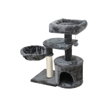 Catio Chipboard Flannel Cat Scratching Tower Cubby - Grey