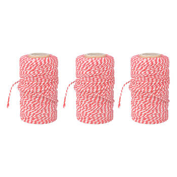3PK Esschert Design Striped Cooking Twine Home Kitchen/Food-Safe 100m Red/White