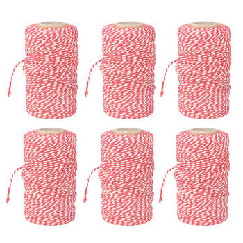 6PK Esschert Design Striped Cooking Twine Home Kitchen/Food-Safe 100m Red/White