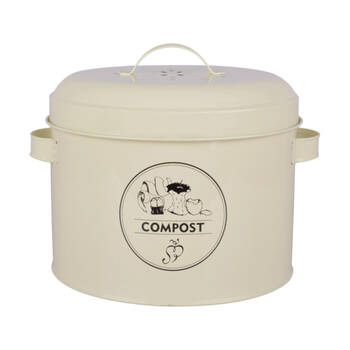 Esschert Design Compost Tin Container 27.5cm Cream