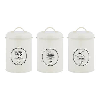 3pc Esschert Design Storage Tins Home/Kitchen Organisation Container White