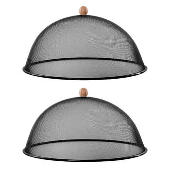 2PK Esschert Design Iron Food Cover Dinning Tableware Kitchen Large Black