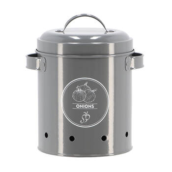 Esschert Design Onion Storage Tin Carbon Steel 19.8cm Grey