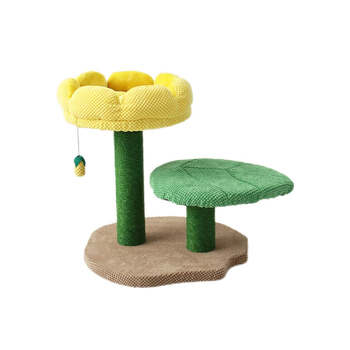 Catio 2-Level Yellow Camelia Flower Cat Scratching Tree