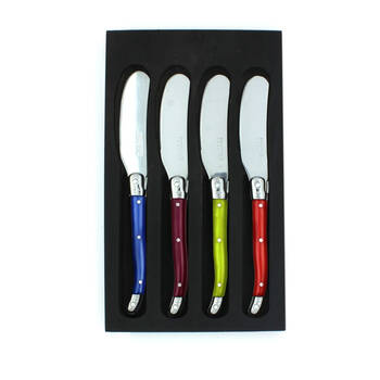 4pc Laguiole Elite Pate/Soft Cheese Knife Set Multicoloured Pearl Effect