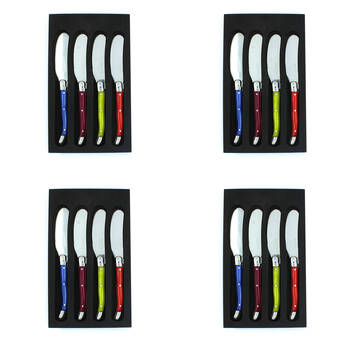 4x 4pc Laguiole Elite Pate/Soft Cheese Knife Set Multicoloured Pearl Effect