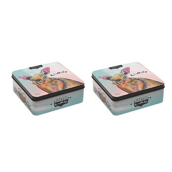 2PK Banksia Red Wallaby Decorative Tin w/Lemon Myrtle Butter Finger Biscuits 150g