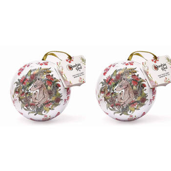 2PK Banksia Red Kangaroo/Koala Christmas Bauble Tins w/Fruit Rock Candy 70g Assorted