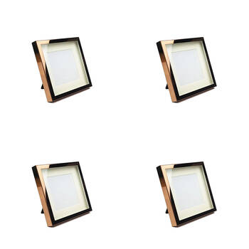 4PK Classica Rose Gold Square Picture Frame Glass & Steel Home Decoration 13x13cm