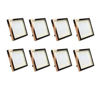 8PK Classica Rose Gold Square Picture Frame Glass & Steel Home Decoration 13x13cm