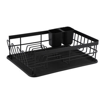 Classica Nava Dish Rack Kitchen Accessory w/Cutlery Holder Matte Black