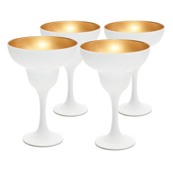 4pc Art Craft Luna Metal Champagne/Martini Glass/Flute 270ml White/Gold
