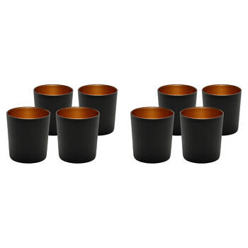 2x 4pc Art Craft Luna Metal Tumbler Glass Set Contemporary Design 380ml Black/Gold