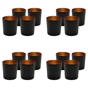 4x 4pc Art Craft Luna Metal Tumbler Glass Set Contemporary Design 380ml Black/Gold