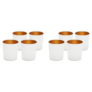 2x 4pc Art Craft Luna Metal Tumbler Glass Set Contemporary Design 380ml White/Gold
