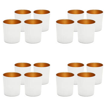 4x 4pc Art Craft Luna Metal Tumbler Glass Set Contemporary Design 380ml White/Gold
