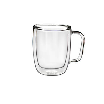 2pc Coffee Culture Millie Double Wall Insulated Glass Mug Set Hot/Cold 475ml