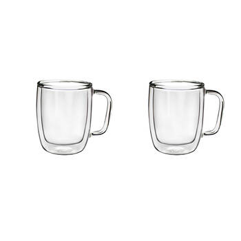 2x 2pc Coffee Culture Millie Double Wall Insulated Glass Mug Set Hot/Cold 475ml