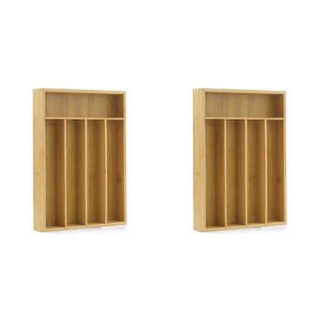 2PK St. Clare Cutlery Tray 5 Compartment Bamboo Organiser Kitchen Accessory 35cm
